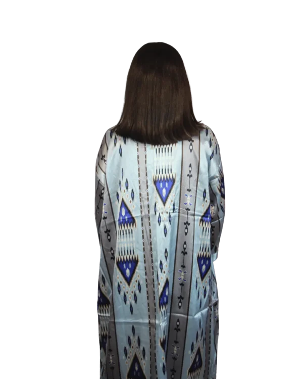 Abaya damska ANORA - Lodowy Ikat, jedwabna, tył