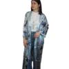 Abaya damska ANORA - Lodowy Ikat, jedwabna, widok z bliska