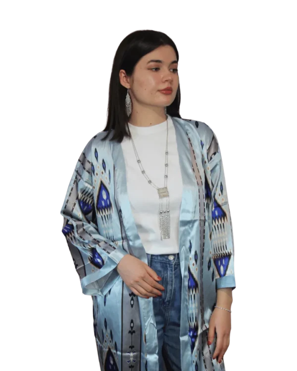 Abaya damska ANORA - Lodowy Ikat, jedwabna, stylizacja