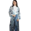 Abaya damska ANORA - Lodowy Ikat, jedwabna, ręcznie szyta, przód