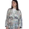 Abaya damska ANORA - Piaskowy Ikat, jedwabna, ręcznie szyta, wiązana w pasie