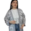 Abaya damska ANORA - Popielaty Ikat, jedwabna, widok z bliska