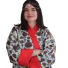 joma-maxi-brazowy-ikat-przod-1 Kurtka tadżycka / Tajik jacket - Joma Maxi Brązowy Ikat ANORA - ręcznie szyta kurtka kimono, kremowo-brązowy wzór ikat z motywem granatu