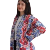 Kurtka tadżycka / Tajik jacket - Joma Maxi Szafirowy Ikat ANORA - ręcznie szyta kurtka kimono, czerwono-niebieski wzór ikat