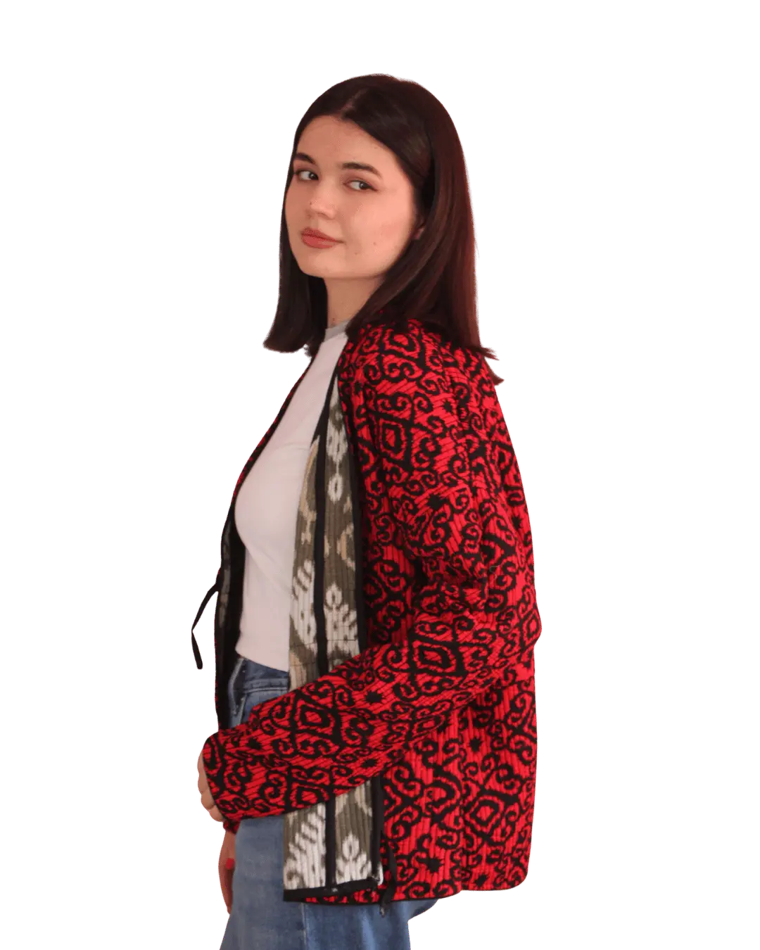 Joma Midi - Karmazynowy Ikat, przód 3 Joma Midi - Karmazynowy Ikat, dwustronna, unikat
