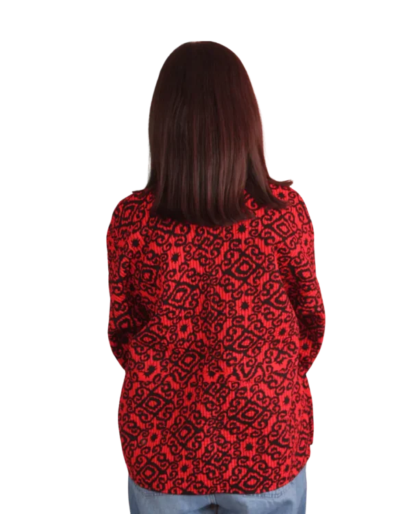 Joma Midi - Karmazynowy Ikat, przód 4 Joma Midi Karmazynowy Ikat ANORA - ujęcie z tyłu modelki