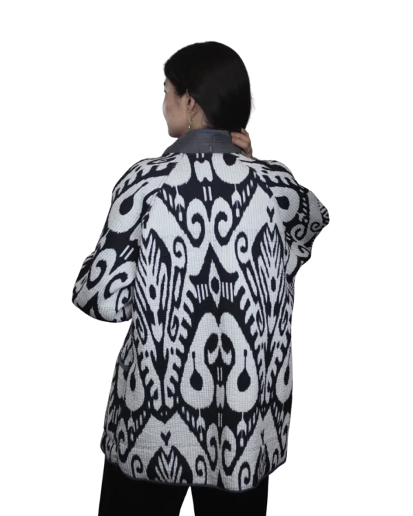 Joma Midi - Malowany Ikat, tył Joma Midi Malowany Ikat ANORA - druga strona, czarno-biały wzór