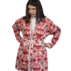 Kurtka tadżycka / Tajik jacket - Joma Midi Rubinowy Ikat ANORA - ujęcie z tyłu modelki