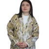 Joma Midi Rubinowy Ikat ANORA - druga strona, brązowo-żółty wzór