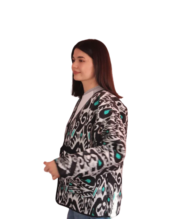 Joma Mini Zebrowy Ikat ANORA - druga strona, turkusowy wzór ikat