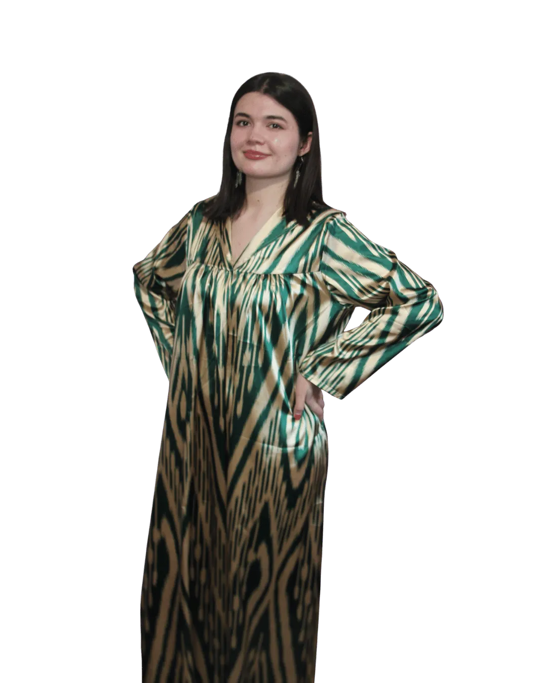 Sukienka Ikat – atlas, unikat