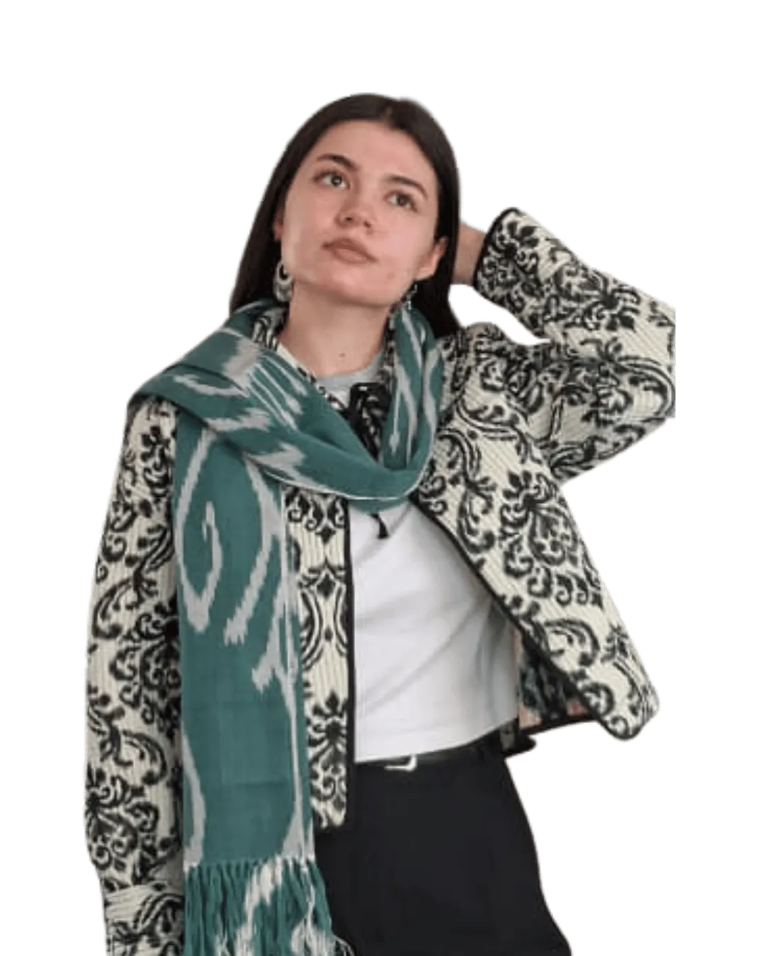 Ikat Scarf – atlas silk, one of a kind